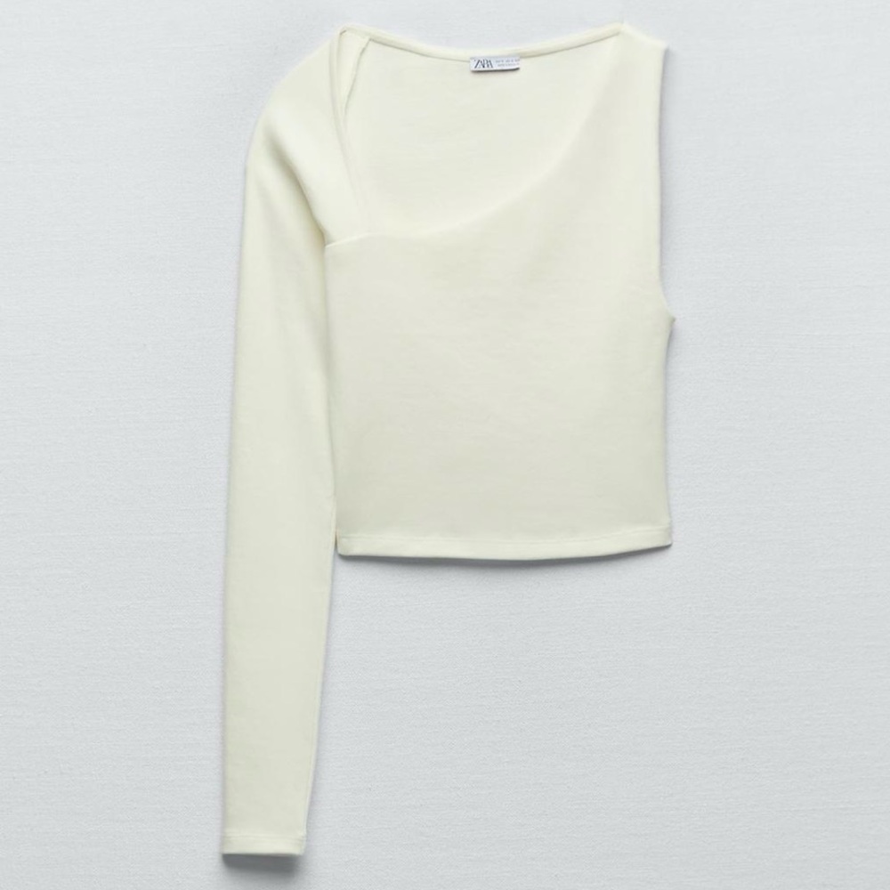 Zara Cream Asymmetrical Women's Top